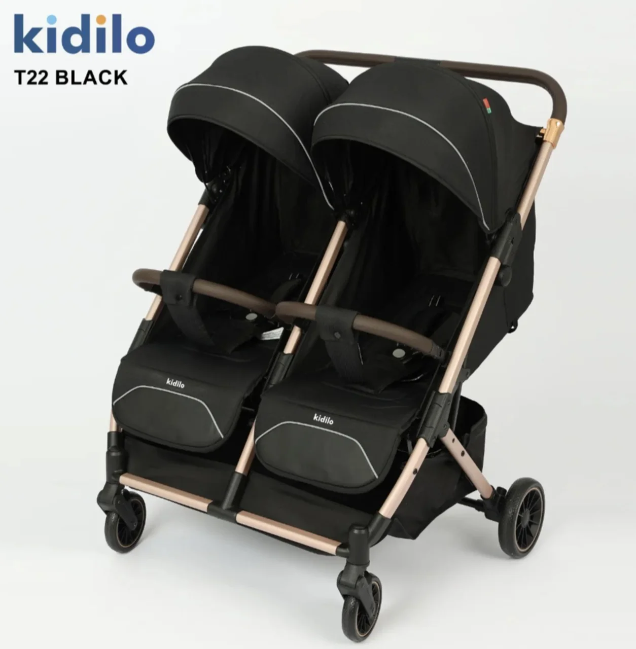 کالسکه دوقلو کیدیلو kidilo مدل T22 رنک مشکی