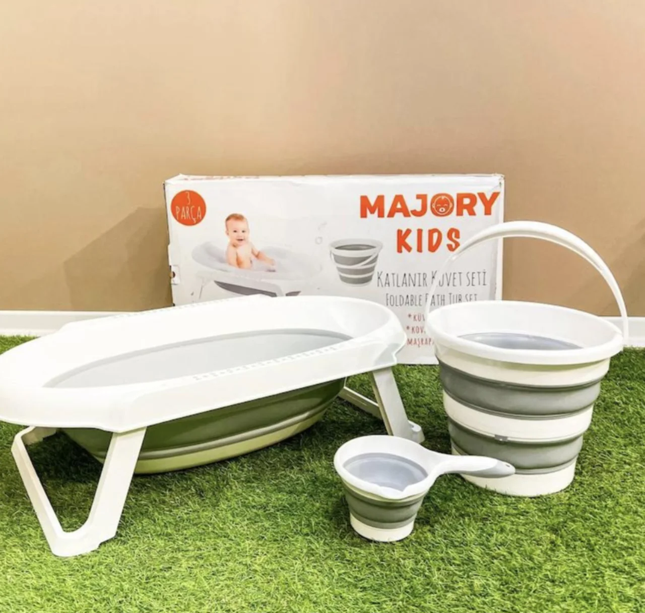 وان حمام نوزادی سیلیکونی 3تیکه تاشو آکاردئونی میجوری ترک MAJORY KIDS