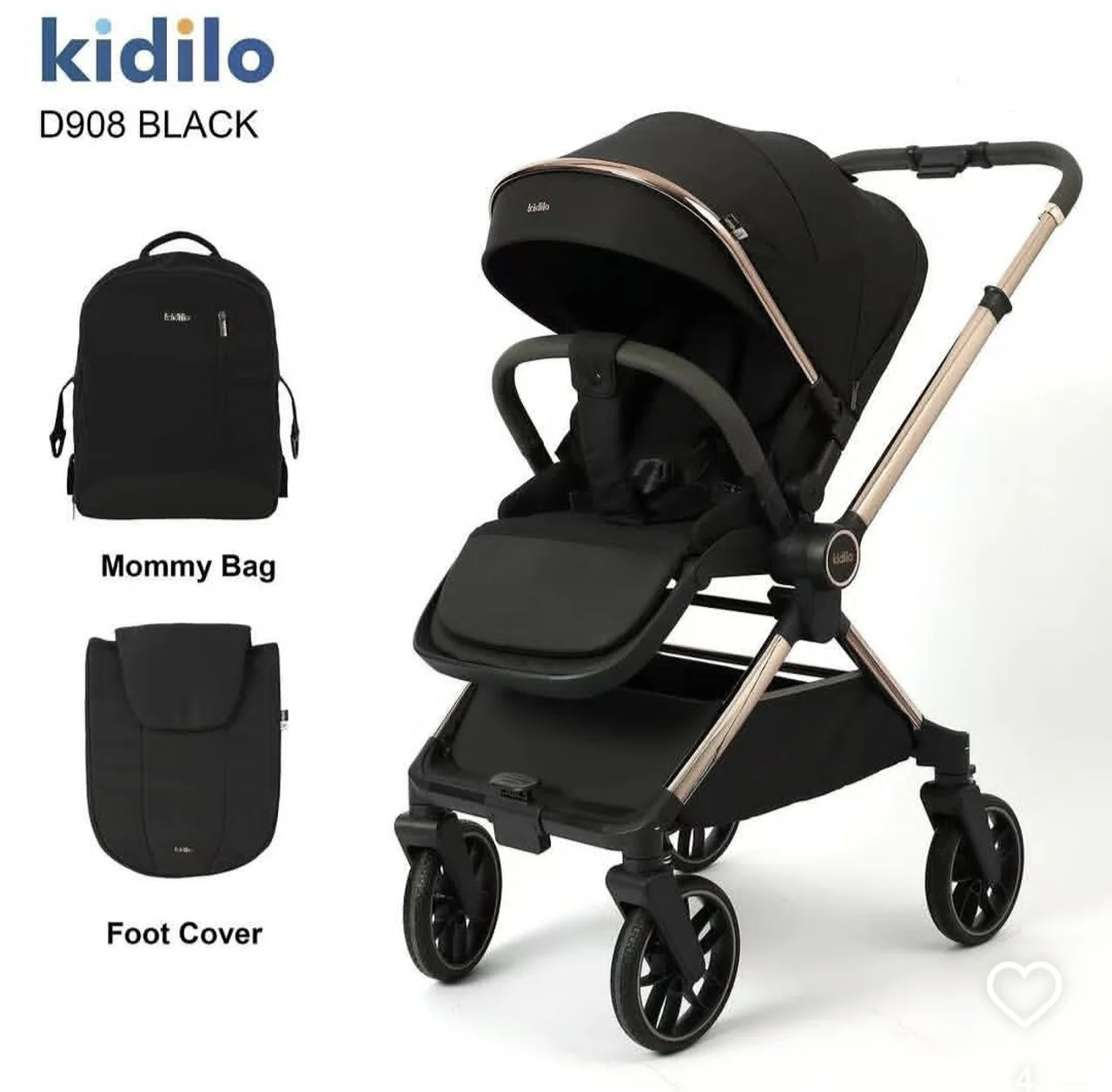 کالسکه کیدیلو مدل Kidilo D908 چهارچرخ چرخشی جدید