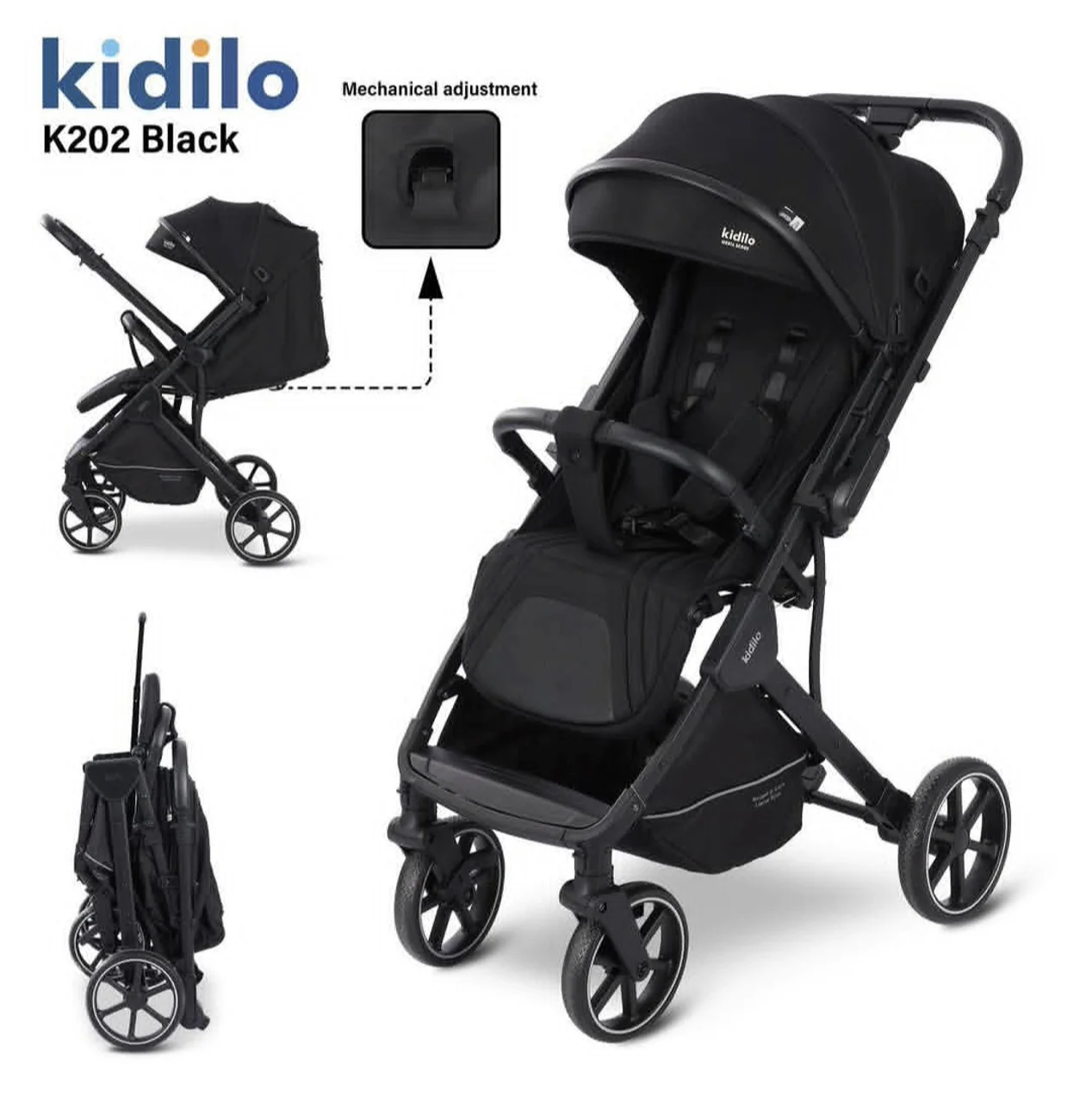 کالسکه چمدانی کیدیلو Kidilo 202 - رنگ مشکی