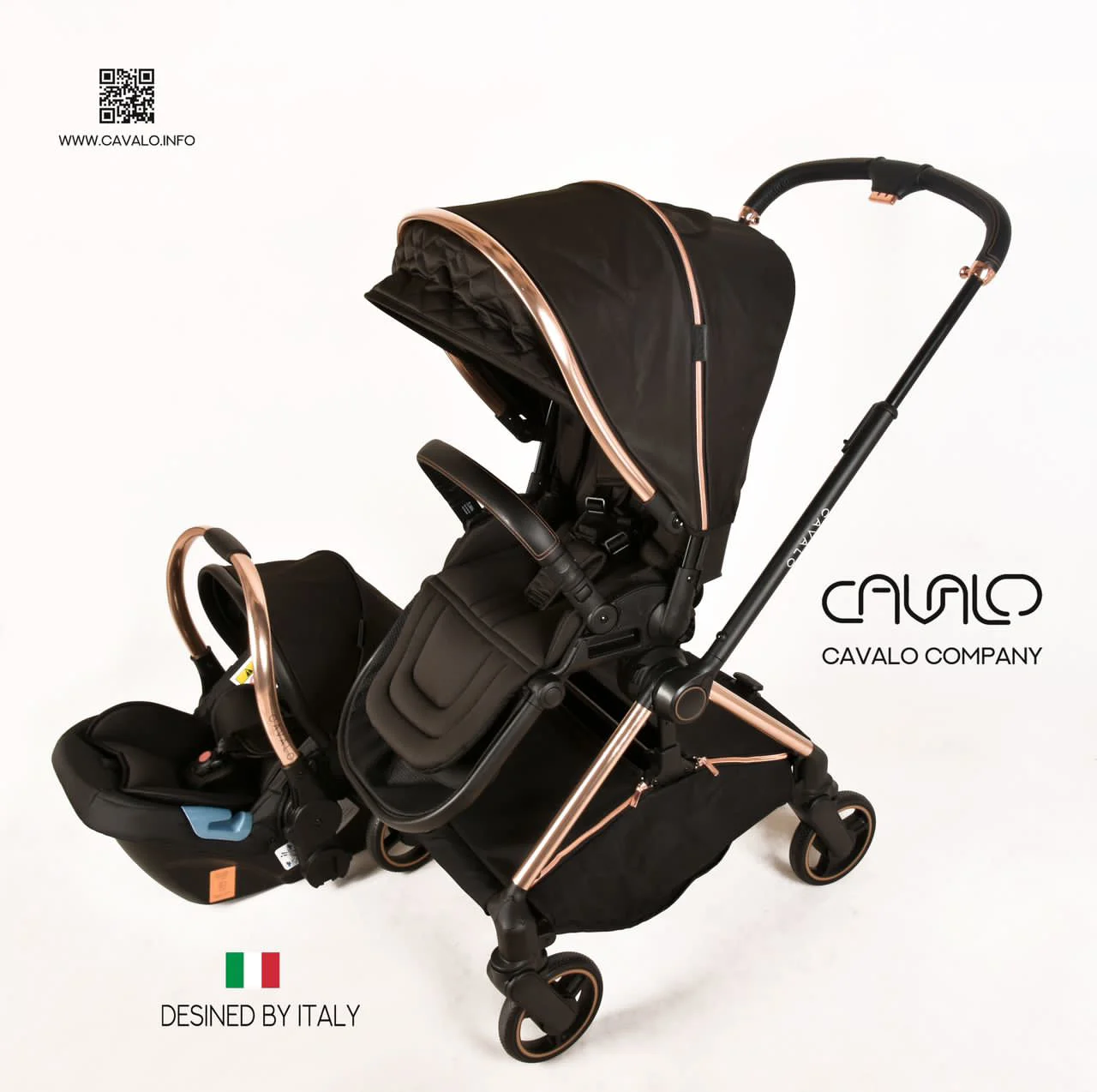 ست کالسکه ۲تیکه کاوالو  cavalo ایتالیا🇮🇹