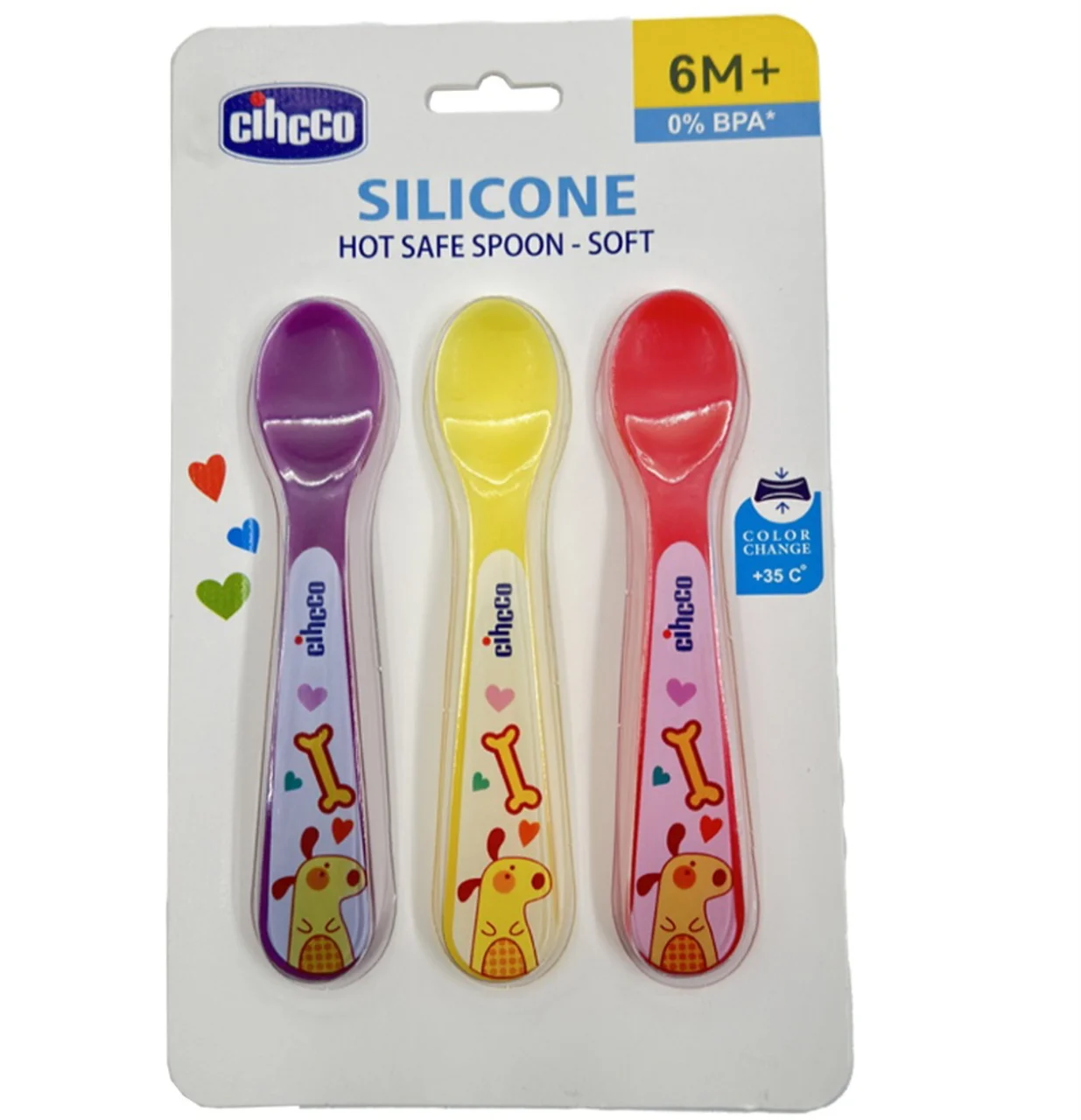 قاشق حرارتی سیلیکونی طرح چیکو chicco سه عددی
